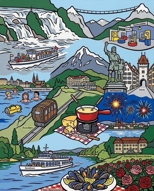 Schweiz 2022 im Stil von Lichtenstein
